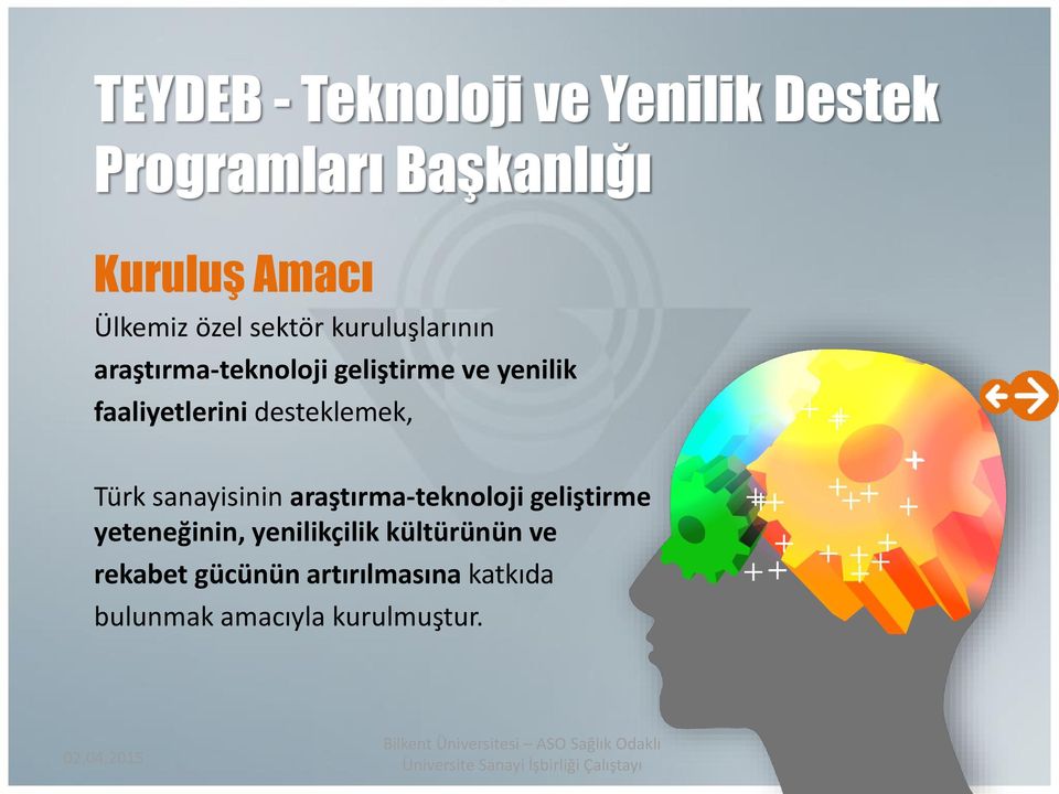 desteklemek, Türk sanayisinin araştırma-teknoloji geliştirme yeteneğinin,