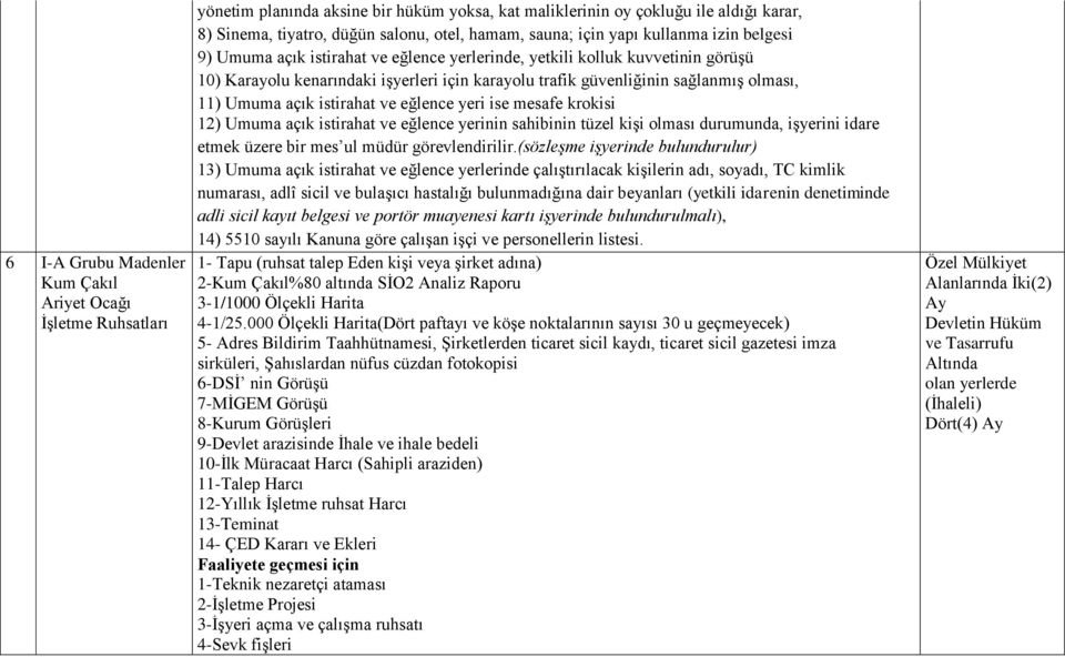 olması, 11) Umuma açık istirahat ve eğlence yeri ise mesafe krokisi 12) Umuma açık istirahat ve eğlence yerinin sahibinin tüzel kişi olması durumunda, işyerini idare etmek üzere bir mes ul müdür