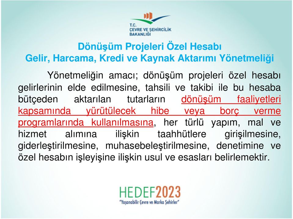 kapsamında yürütülecek hibe veya borç verme programlarında kullanılmasına, her türlü yapım, mal ve hizmet alımına ilişkin