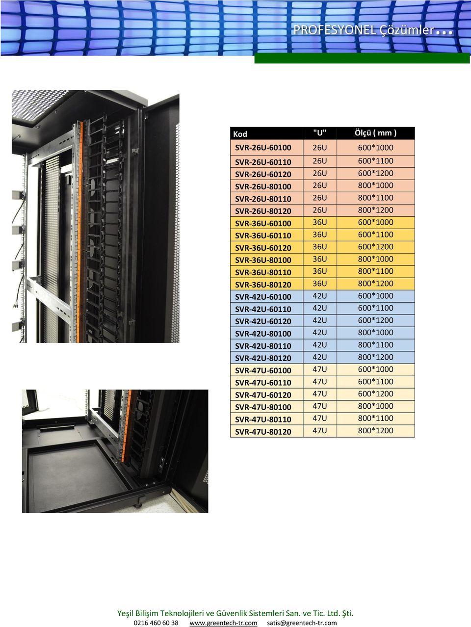 SVR-36U-80120 36U 800*1200 SVR-42U-60100 42U 600*1000 SVR-42U-60110 42U 600*1100 SVR-42U-60120 42U 600*1200 SVR-42U-80100 42U 800*1000 SVR-42U-80110 42U 800*1100