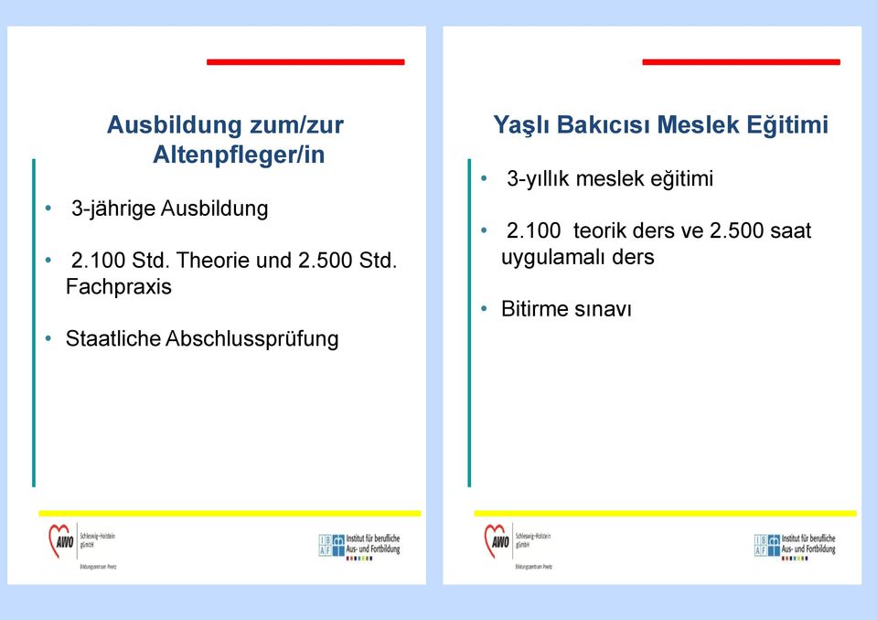 Fachpraxis Staatliche Abschlussprüfung Yaşlı Bakıcısı Meslek