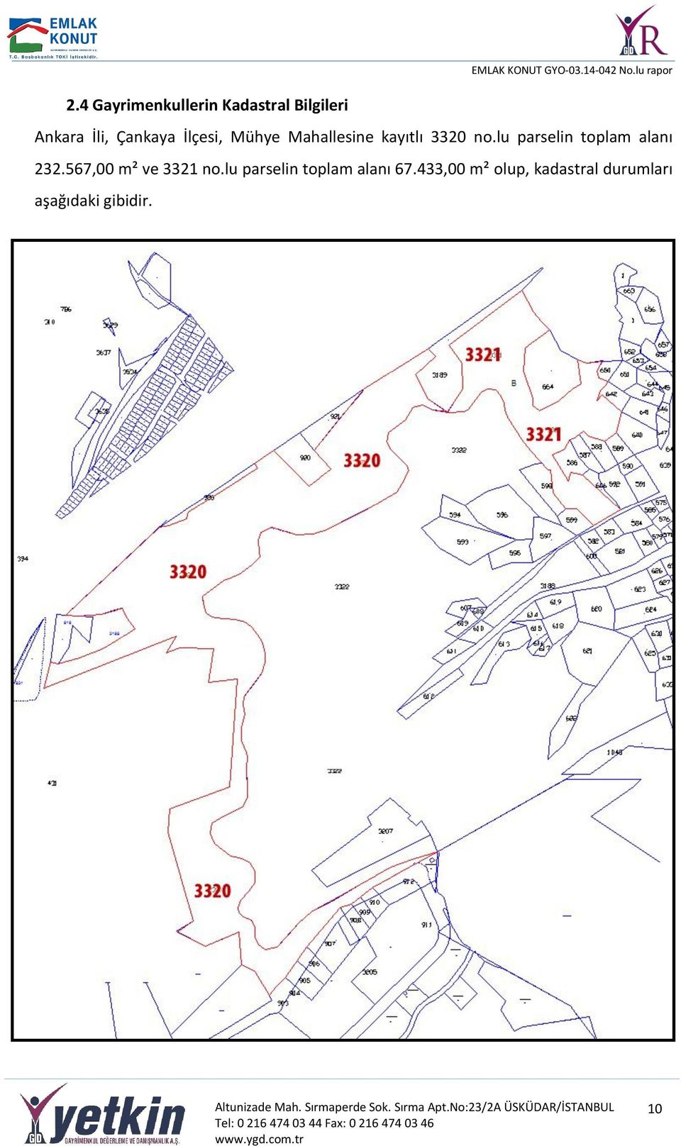 lu parselin toplam alanı 232.567,00 m² ve 3321 no.