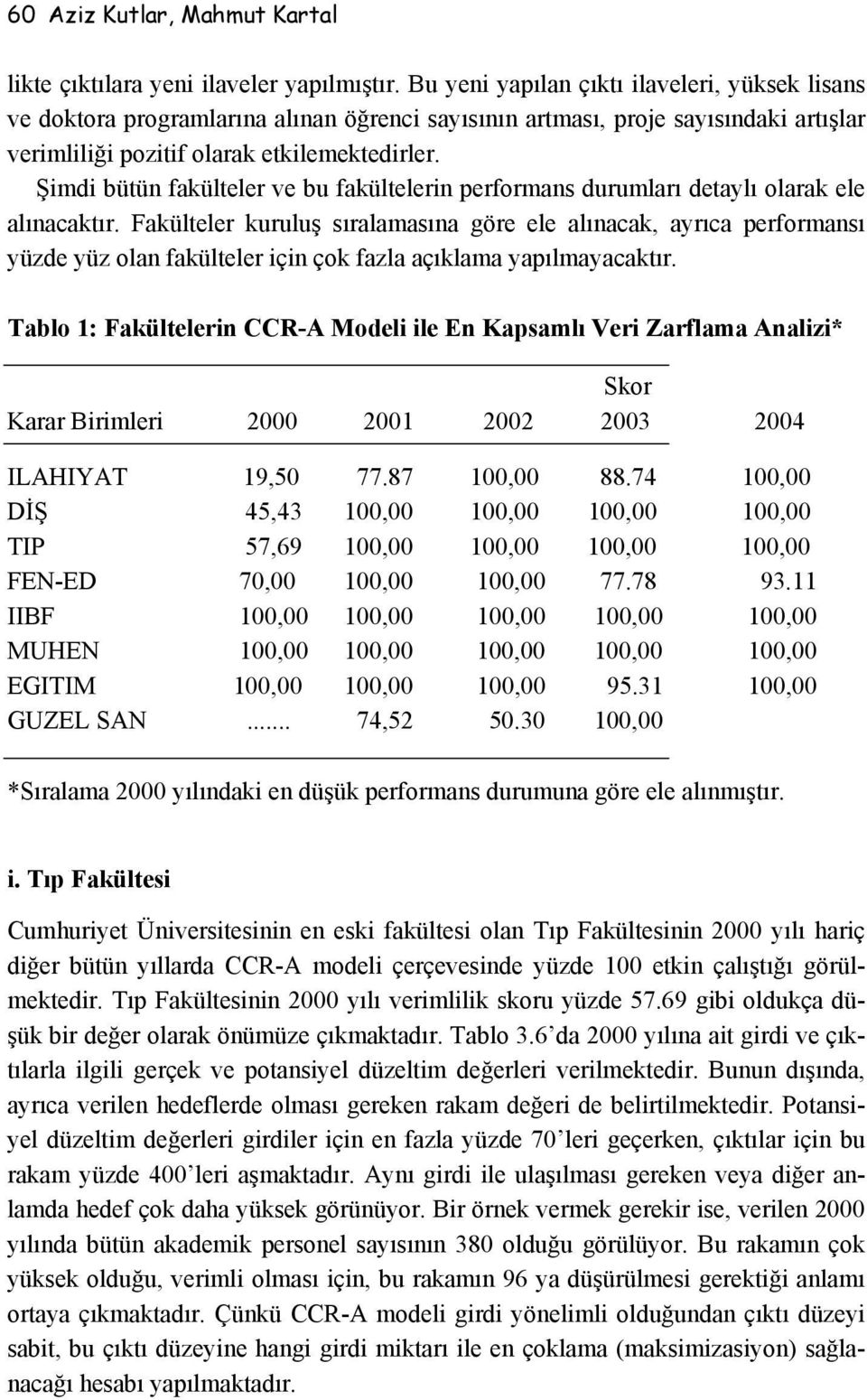 Şimdi bütün fakülteler ve bu fakültelerin performans durumları detaylı olarak ele alınacaktır.