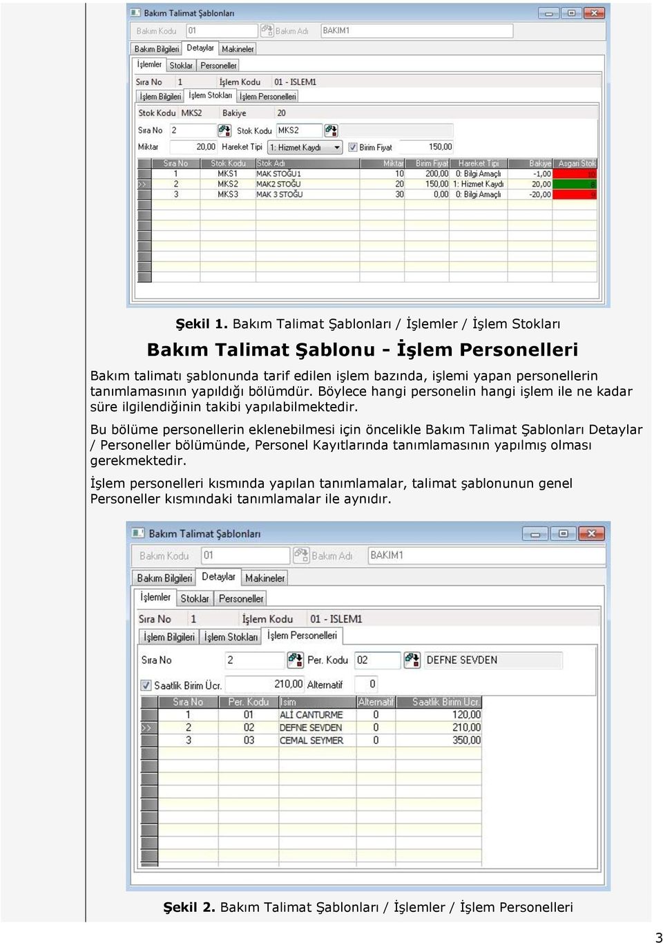 personellerin tanımlamasının yapıldığı bölümdür. Böylece hangi personelin hangi işlem ile ne kadar süre ilgilendiğinin takibi yapılabilmektedir.