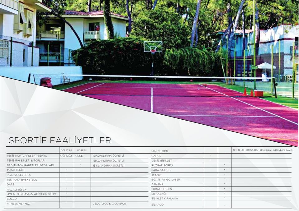 POTA BASKETBOL DART HAVALI TÜFEK JİMLASTİK (HAVUZ/ AEROBIK/ STEP) BOCCIA FITNESS MERKEZİ IŞIKLANDIRMA ÜCRETLİ