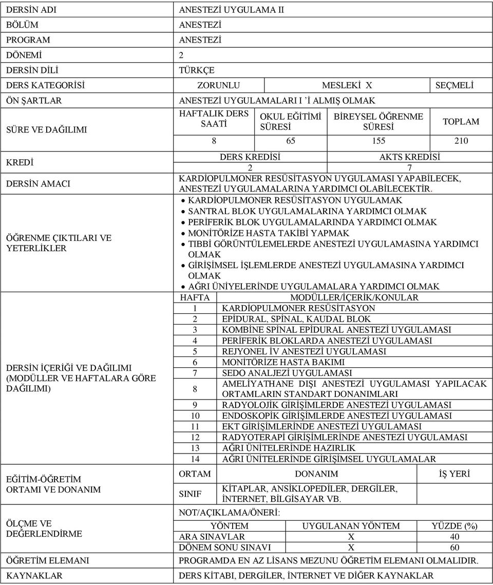 KARDİOPULMONER RESÜSİTASYON UYGULAMAK SANTRAL BLOK UYGULAMALARINA YARDIMCI OLMAK PERİFERİK BLOK UYGULAMALARINDA YARDIMCI OLMAK MONİTÖRİZE HASTA TAKİBİ YAPMAK TIBBİ GÖRÜNTÜLEMELERDE UYGULAMASINA