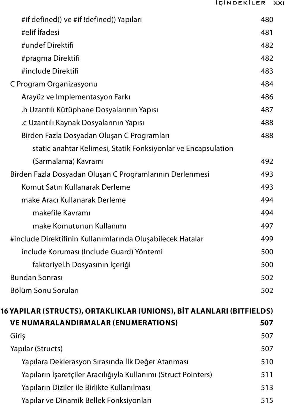 h Uzantılı Kütüphane Dosyalarının Yapısı 487.