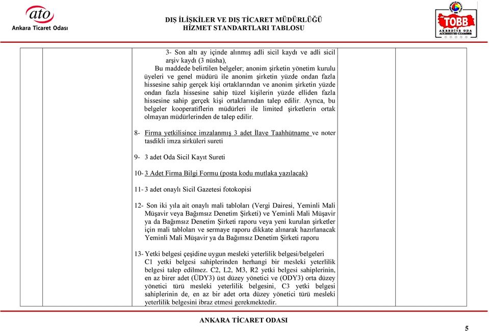 Ayrıca, bu belgeler kooperatiflerin müdürleri ile limited şirketlerin ortak olmayan müdürlerinden de talep edilir.