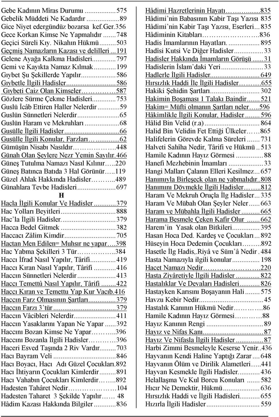 .. 586 Gıybeti Caiz Olan Kimseler 587 Gözlere Sürme Çekme Hadisleri... 753 Guslü İcâb Ettiren Haller Nelerdir...59 Guslün Sünnetleri Nelerdir...65 Guslün Haram ve Mekruhları.