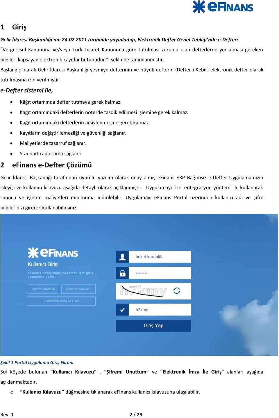 1 Giriş efinans e-defter Çözümü PDF Ücretsiz indirin