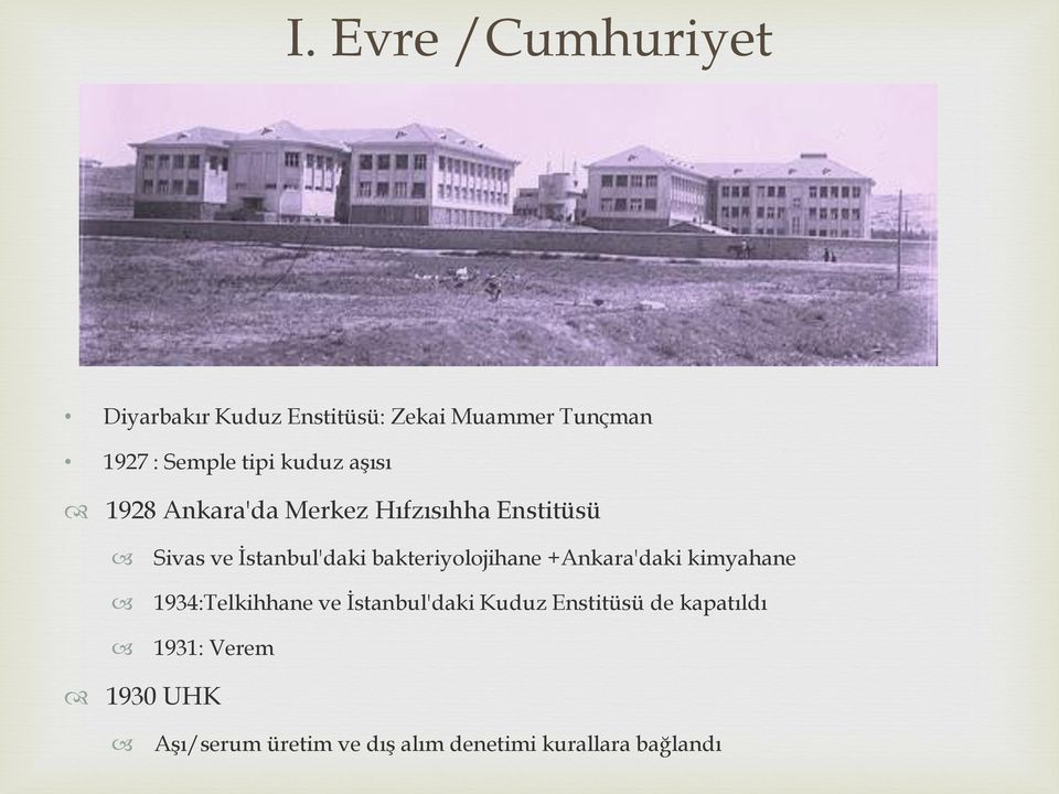 bakteriyolojihane +Ankara'daki kimyahane 1934:Telkihhane ve İstanbul'daki Kuduz