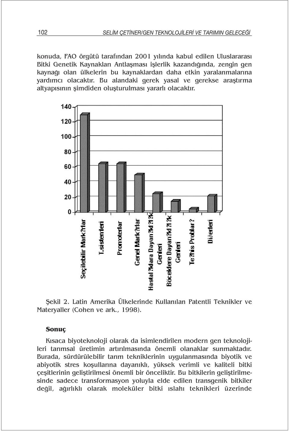 Latin Amerika Ülkelerinde Kullanılan Patentli Teknikler ve Materyaller (Cohen ve ark., 1998).