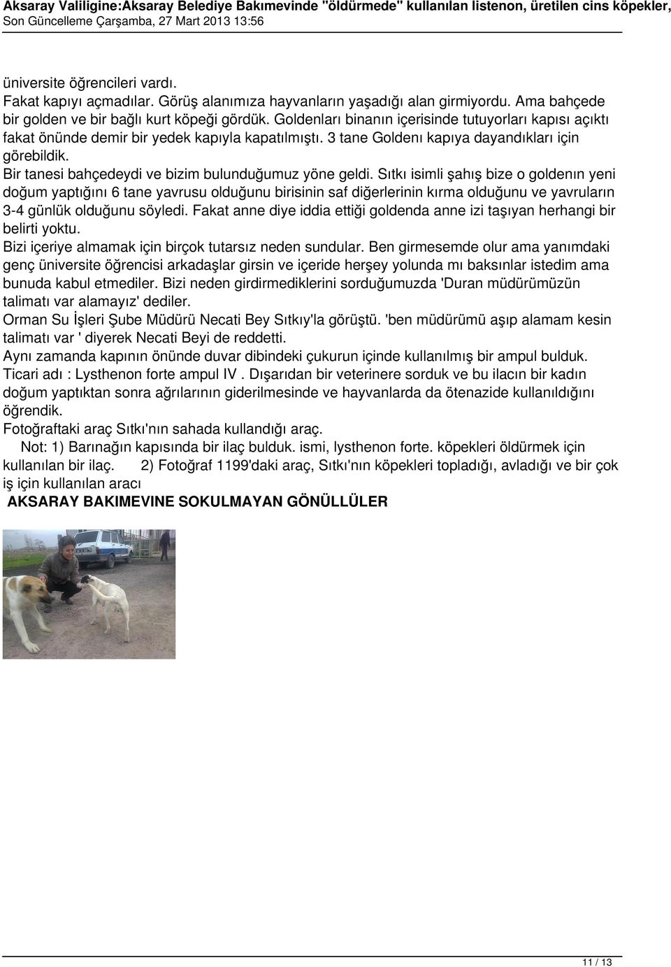 Goldenları binanın içerisinde tutuyorları kapısı açıktı fakat önünde demir bir yedek kapıyla kapatılmıştı. 3 tane Goldenı kapıya dayandıkları için görebildik.