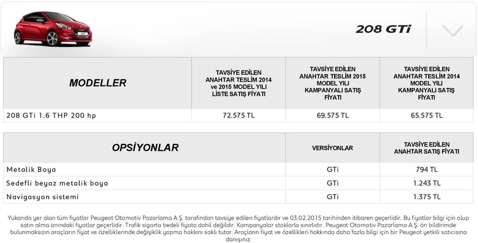 575 TL ANAHTAR SATIŞ Metalik Boya GTi 794 TL