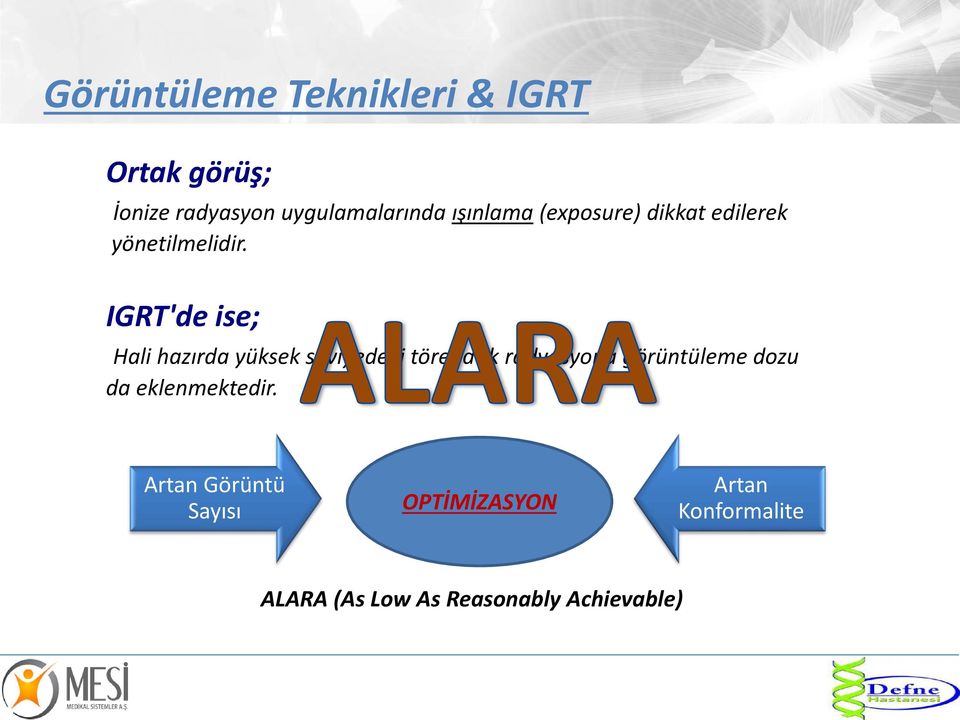 IGRT'de ise; Hali hazırda yüksek seviyedeki törepatik radyasyona görüntüleme