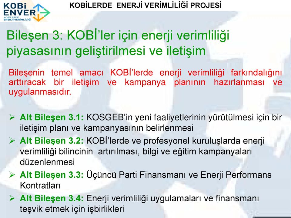 1: KOSGEB in yeni faaliyetlerinin yürütülmesi için bir iletişim planı ve kampanyasının belirlenmesi Alt Bileşen 3.