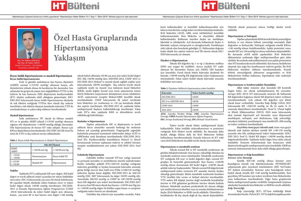 ölçümleri (KBÖ) normal (<135/85 mmhg) olmasına karşın, ofis ölçümlerinin yüksek olması ile karakterize bir durumdur.