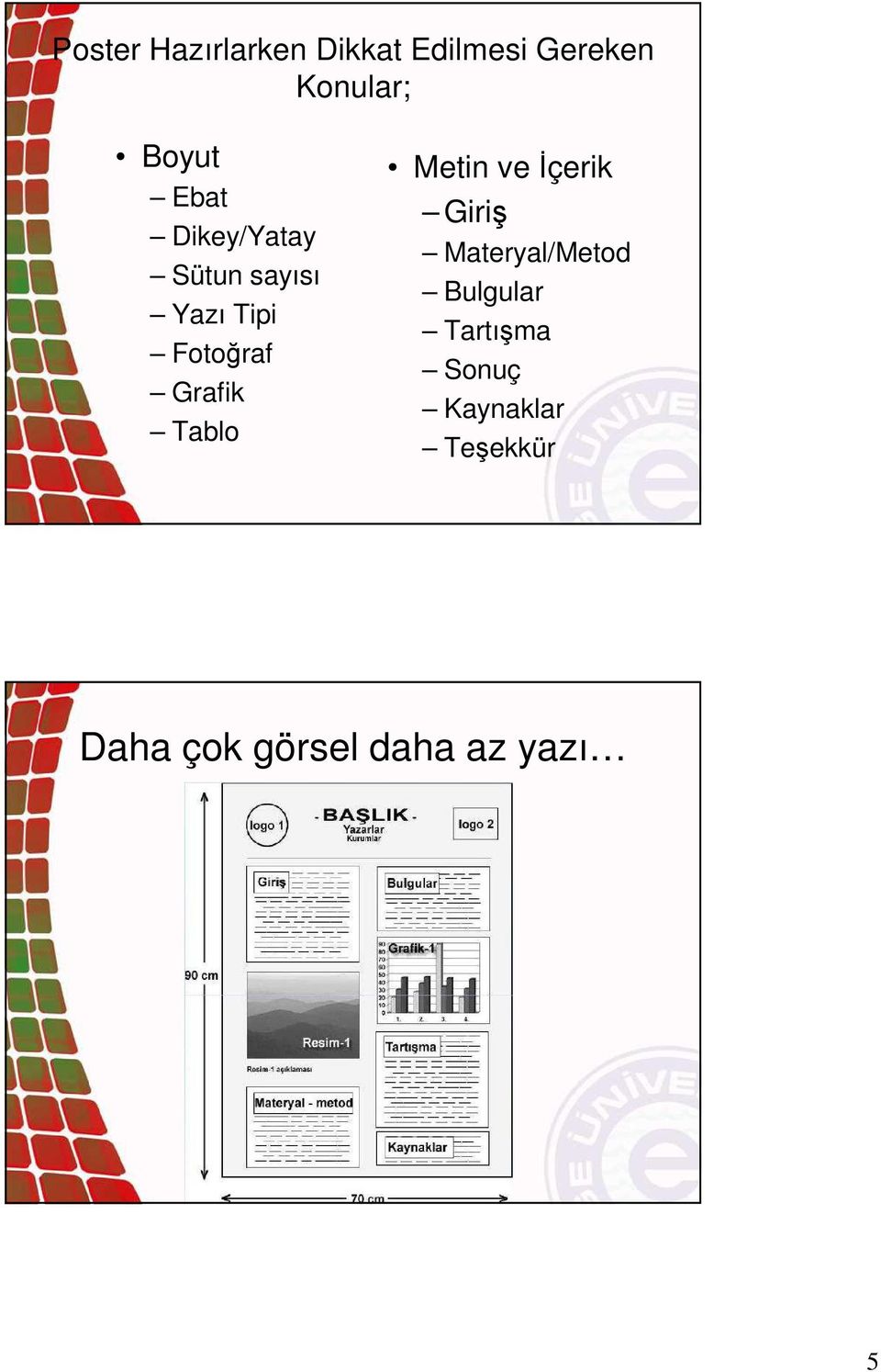 Tablo Metin ve Đçerik Giriş Materyal/Metod Bulgular