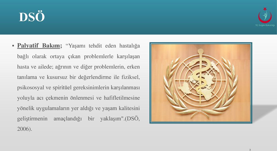 psikososyal ve spiritüel gereksinimlerin karşılanması yoluyla acı çekmenin önlenmesi ve hafifletilmesine