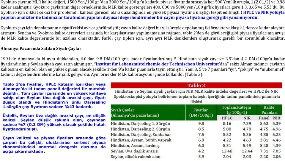 Bu Gyokuro için dikkat çekici bir problemdi, kalitesi göreceli olarak azaldığında en yüksek piyasa fiyatına ulaştığı tespit edilmişti!