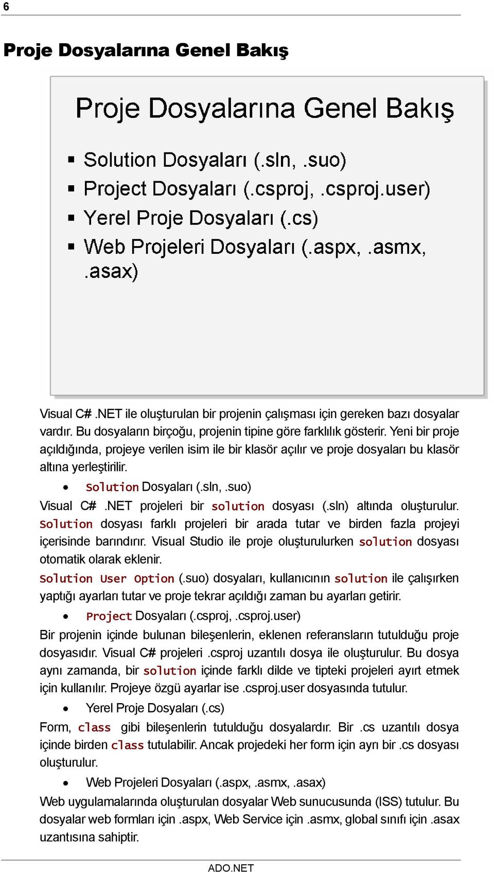 sln) altında oluşturulur. Solution dosyası farklı projeleri bir arada tutar ve birden fazla projeyi içerisinde barındırır.