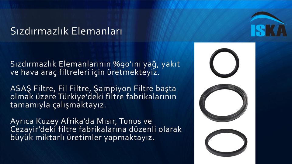 ASAŞ Filtre, Fil Filtre, Şampiyon Filtre başta olmak üzere Türkiye deki filtre