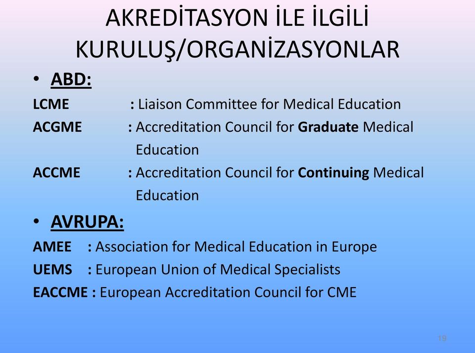 : Accreditation Council for Continuing Medical Education : Association for Medical Education