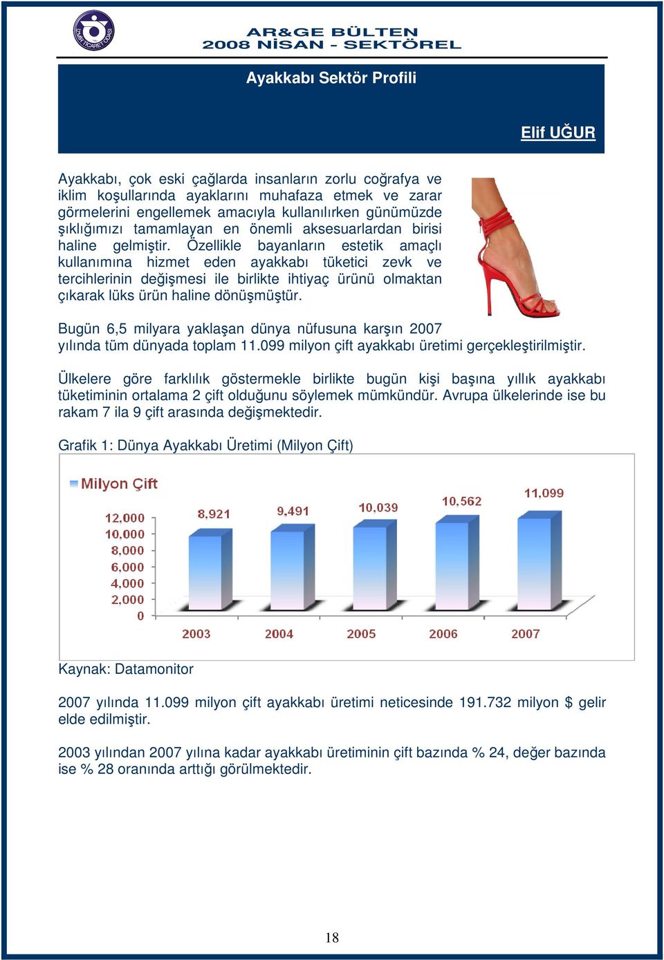 Özellikle bayanların estetik amaçlı kullanımına hizmet eden ayakkabı tüketici zevk ve tercihlerinin değişmesi ile birlikte ihtiyaç ürünü olmaktan çıkarak lüks ürün haline dönüşmüştür.