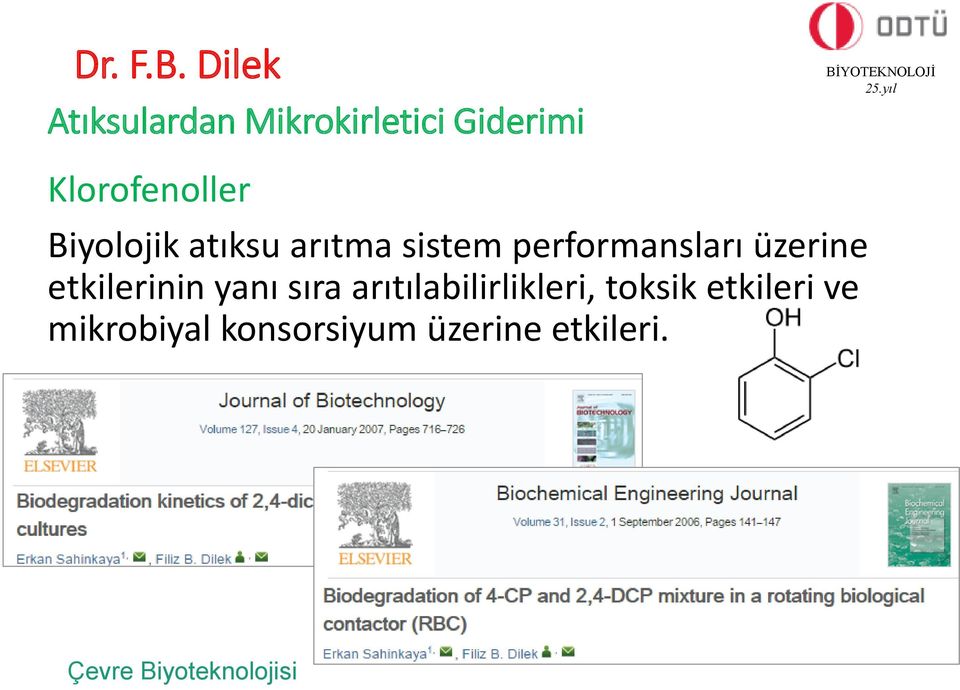 Klorofenoller Biyolojik atıksu arıtma sistem