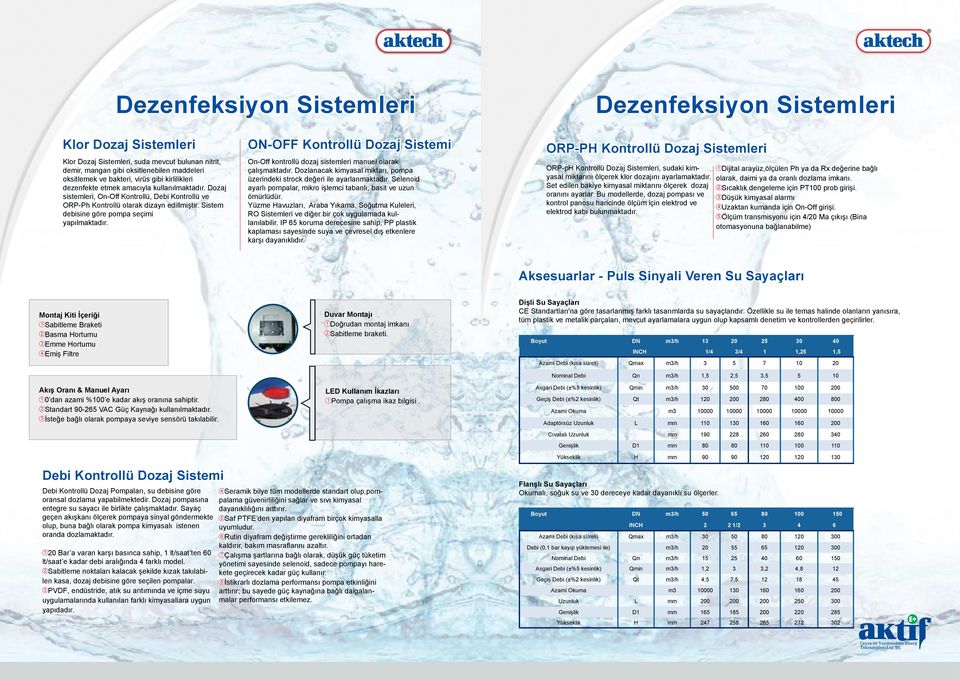 Sistem debisine göre pompa seçimi yapılmaktadır. ON-OFF Kontrollü Dozaj Sistemi On-Off kontrollü dozaj sistemleri manuel olarak çalışmaktadır.