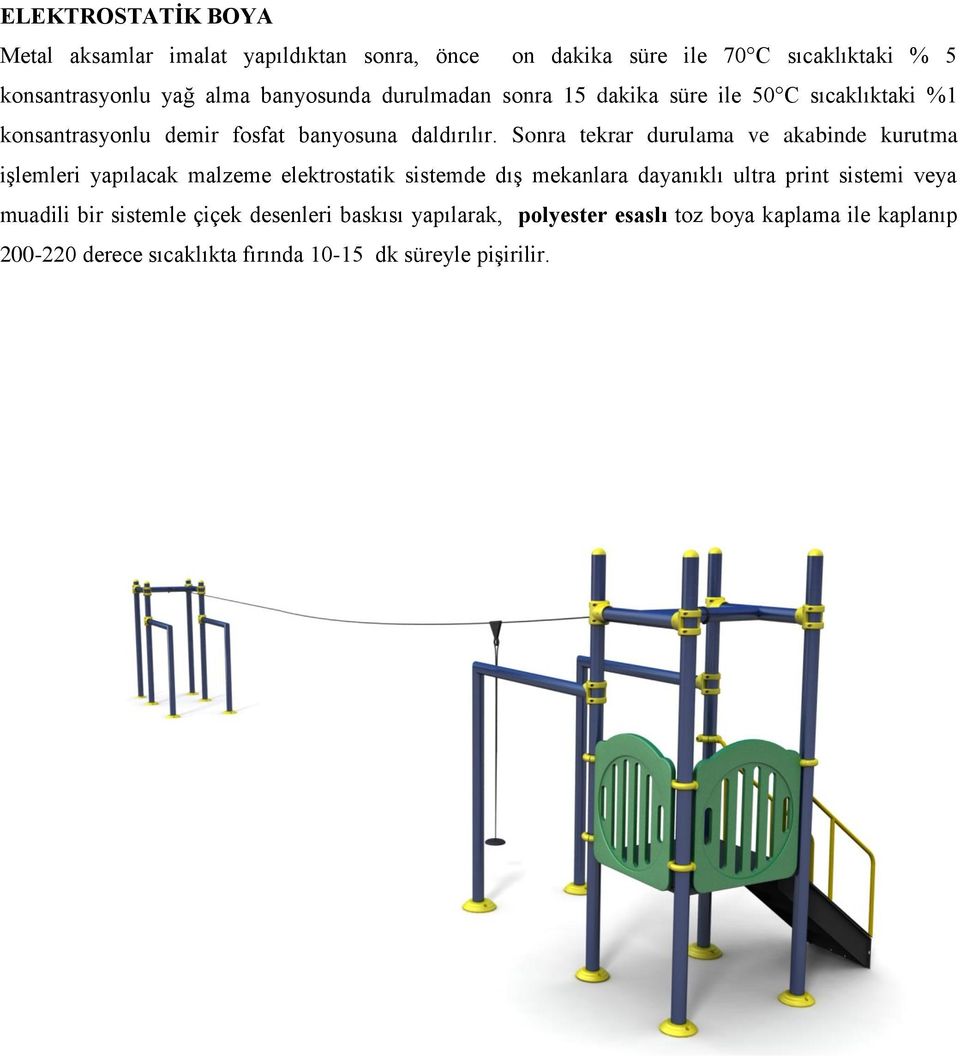 Sonra tekrar durulama ve akabinde kurutma işlemleri yapılacak malzeme elektrostatik sistemde dış mekanlara dayanıklı ultra print sistemi