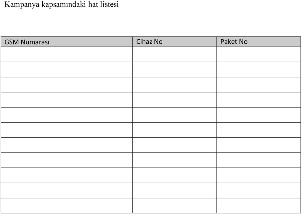 hat listesi GSM