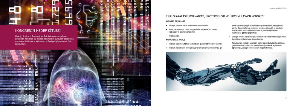 Ürolojik sistemin temel ve embriyolojik anatomisi Karın, retroperiton, pelvis, dış genitaller ve perine nin cerrahi, radyolojik ve patolojik anatomisi Üroteknoloji KONGRENIN AMACI Ürolojik sistem