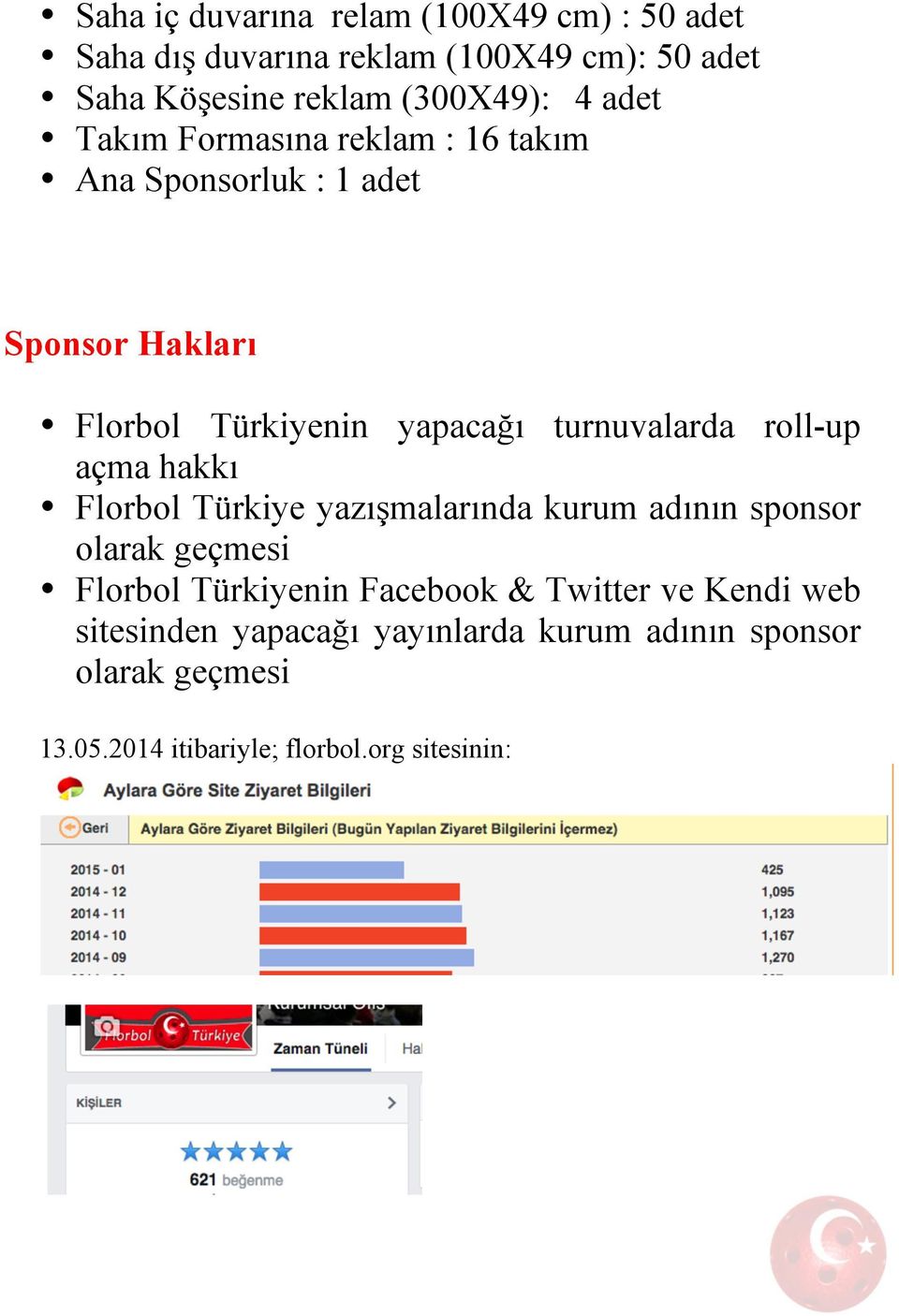 roll-up açma hakkı Florbol Türkiye yazışmalarında kurum adının sponsor olarak geçmesi Florbol Türkiyenin Facebook & Twitter