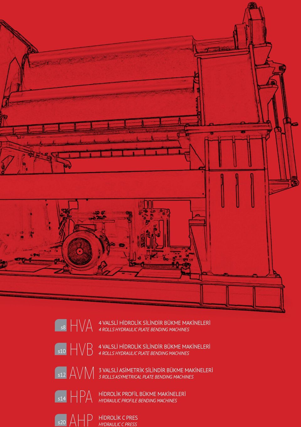 VALSLİ ASİMETRİK SİLİNDİR BÜKME MAKİNELERİ AVM 3 ROLLS ASYMETRICAL PLATE BENDING MACHINES HPA AHP