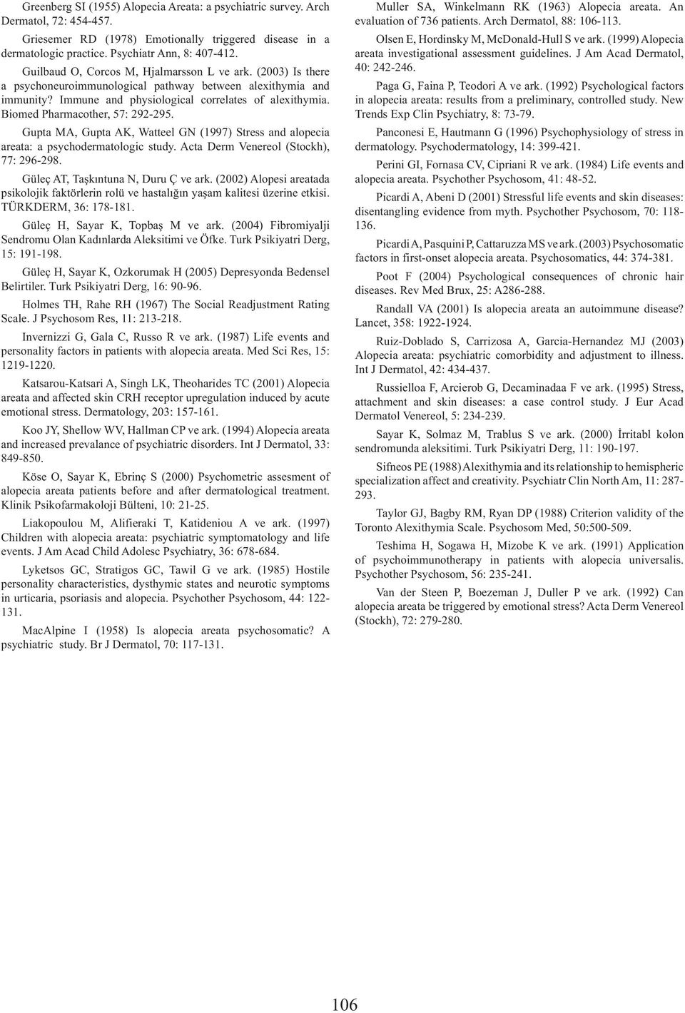 Biomed Pharmacother, 57: 292-295. Gupta MA, Gupta AK, Watteel GN (1997) Stress and alopecia areata: a psychodermatologic study. Acta Derm Venereol (Stockh), 77: 296-298.