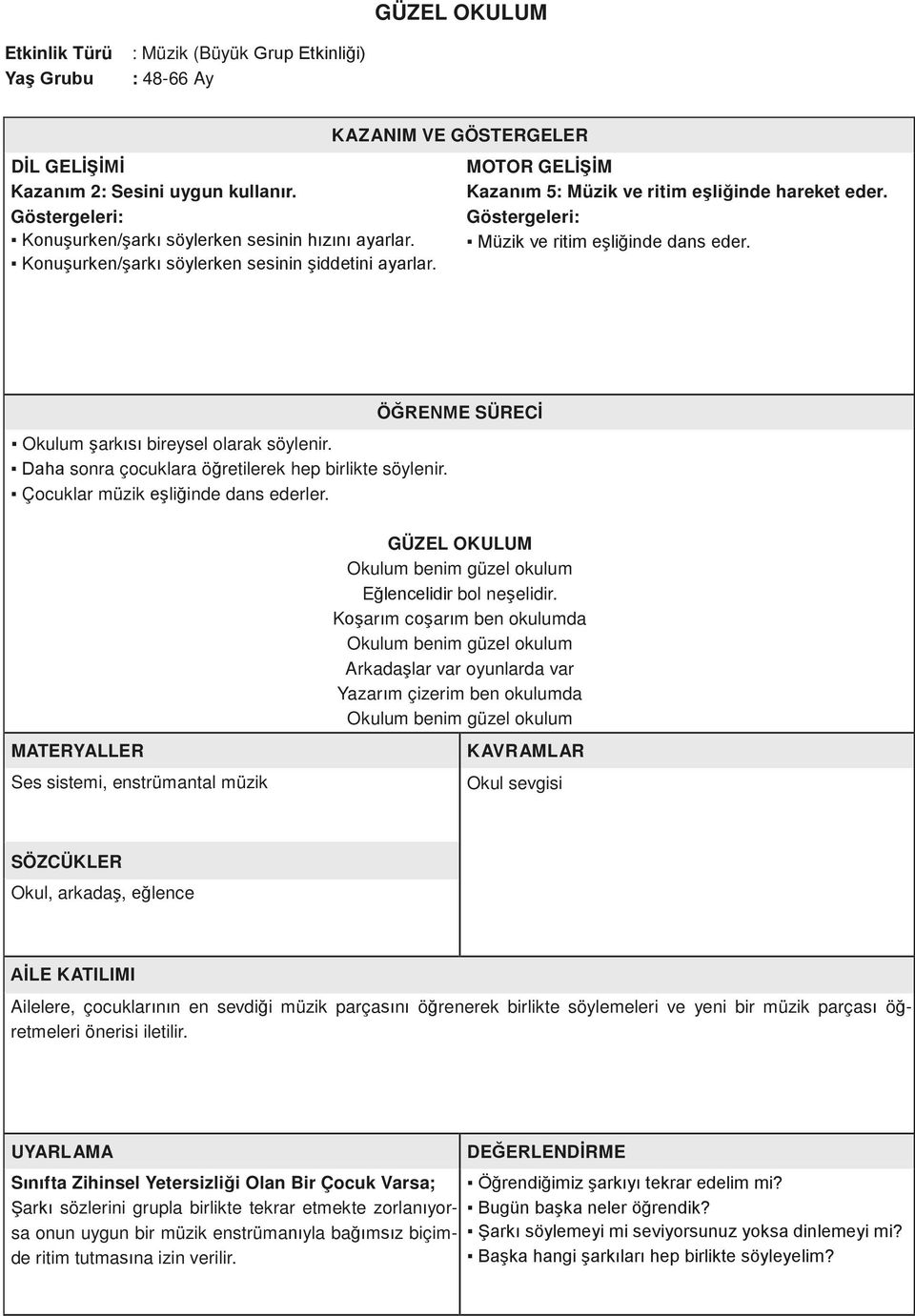 Çocuklar müzik eşliğinde dans ederler. Ses sistemi, enstrümantal müzik GÜZEL OKULUM Okulum benim güzel okulum Eğlencelidir bol neşelidir.