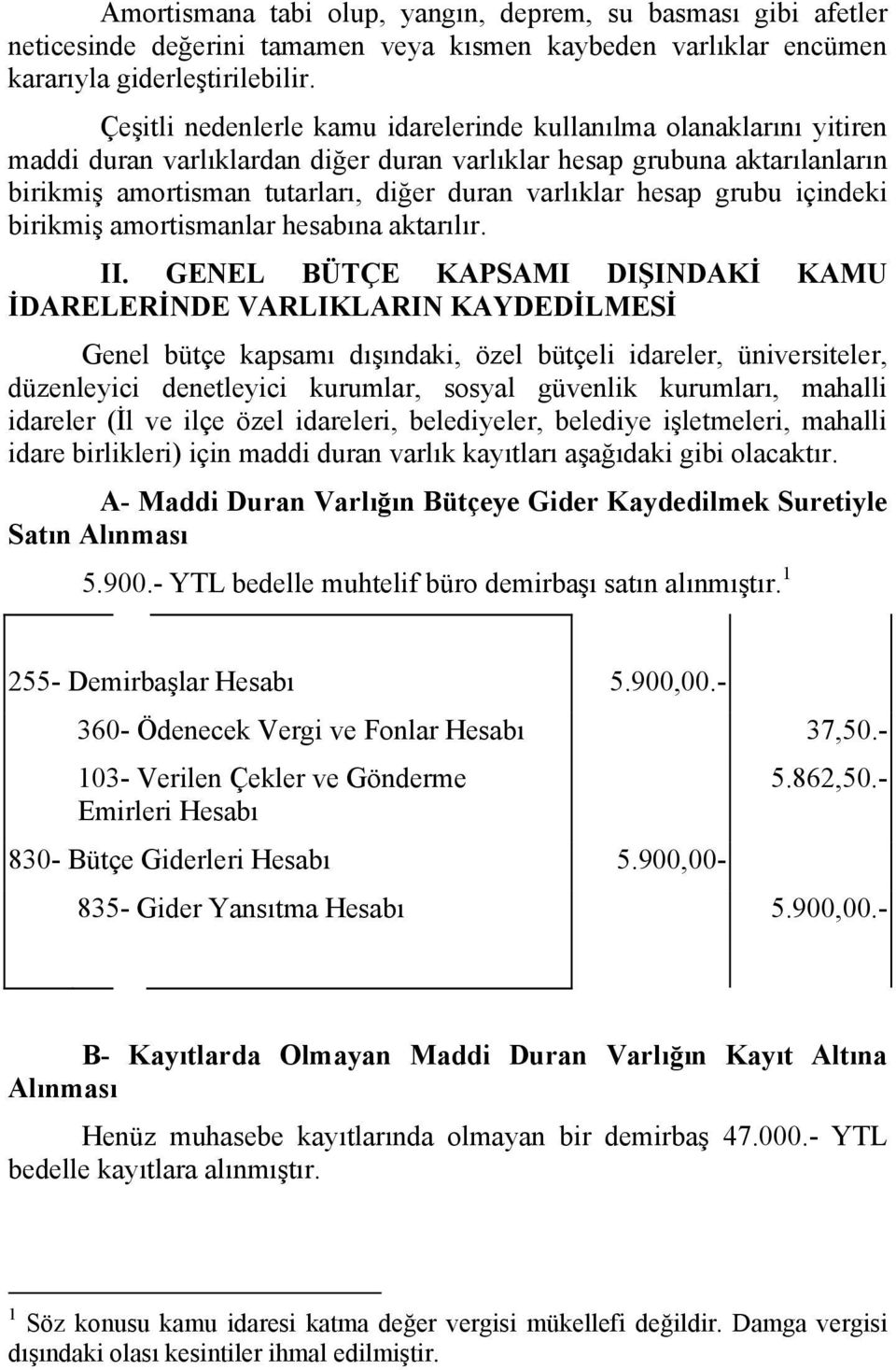 hesap grubu içindeki birikmiş amortismanlar hesabına aktarılır. II.