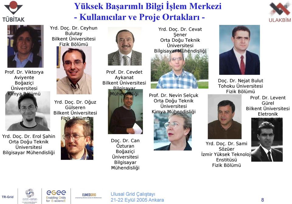 Dr. Can Özturan Boğaziçi Bilgisayar Mühendisliği 21-22 Eylül Doç. Dr. Nejat Bulut Tohoku Fizik Bölümü Prof. Dr. Levent Gürel Bilkent Eletronik Mühendisliği Yrd.