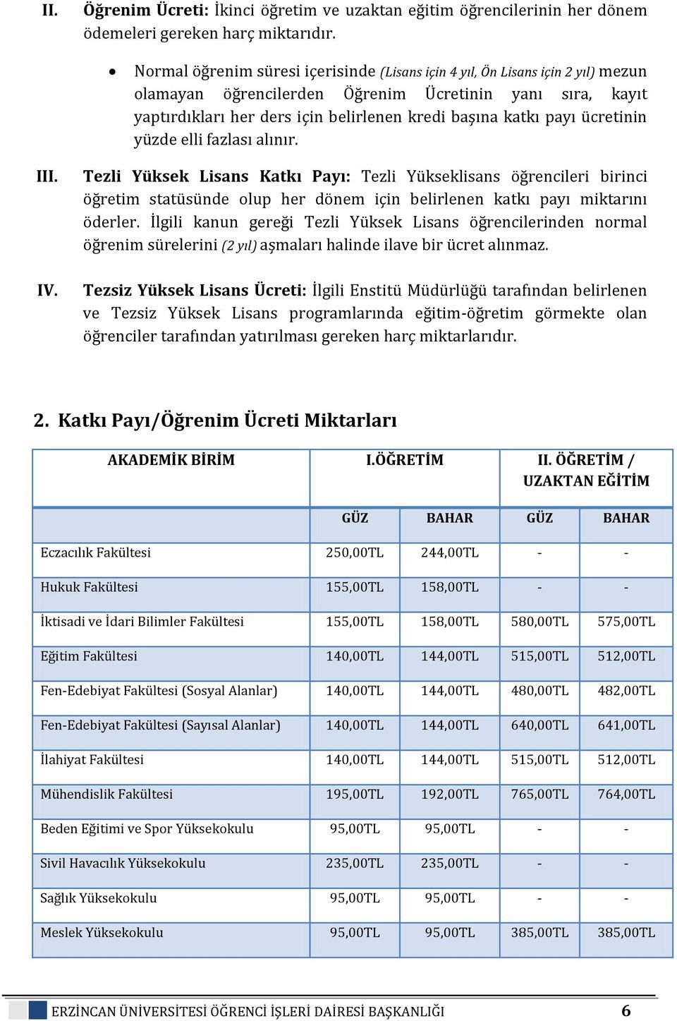 payı ücretinin yüzde elli fazlası alınır. III. IV.