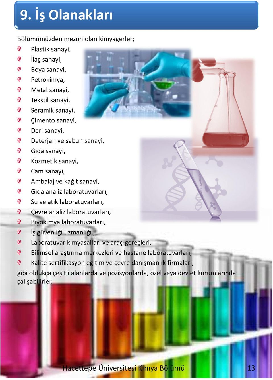 laboratuvarları, Biyokimya laboratuvarları, İş güvenliği uzmanlığı, Laboratuvar kimyasalları ve araç-gereçleri, Bilimsel araştırma merkezleri ve hastane laboratuvarları, Kalite