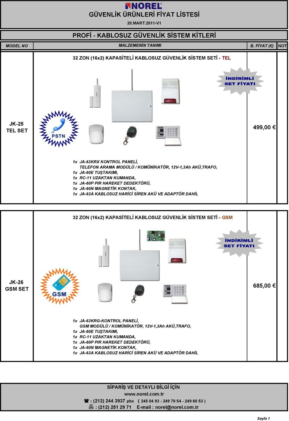 DAHĐL 32 ZON (16x2) KAPASĐTELĐ KABLOSUZ GÜVENLĐK SĐSTEM SETĐ - GSM JK-26 GSM SET 685,00 1x JA-63KRG-KONTROL PANELĐ, GSM  DAHĐL : (212) 244 3937 pbx ( 245 04 93-249 70 54-249 60 53 ) : (212) 251 29 71