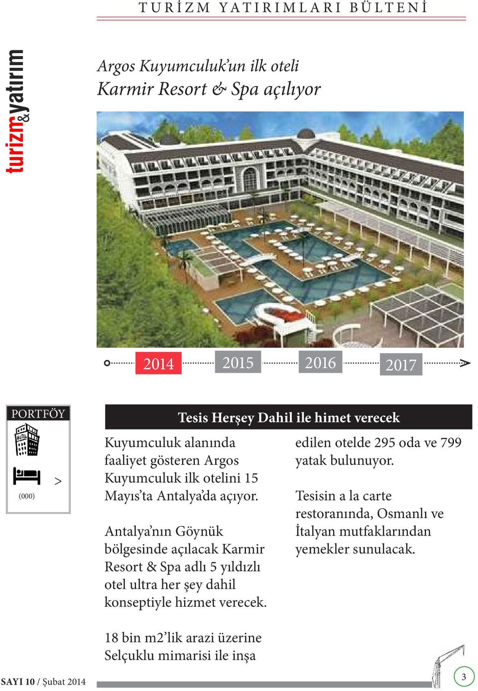 Antalya nın Göynük bölgesinde açılacak Karmir Resort & Spa adlı 5 yıldızlı otel ultra her şey dahil konseptiyle hizmet verecek.