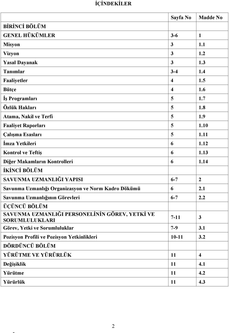 14 İKİNCİ BÖLÜM SAVUNMA UZMANLIĞI YAPISI 67 2 Savunma Uzmanlığı Organizasyon ve Norm Kadro Dökümü 6 2.1 Savunma Uzmanlığının Görevleri 67 2.