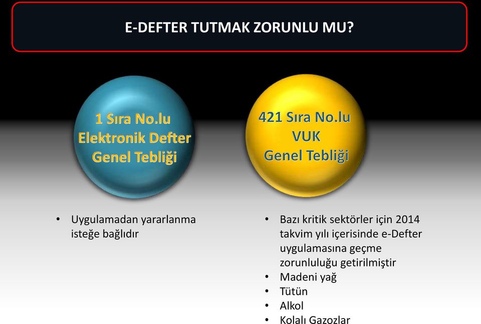 sektörler için 2014 takvim yılı içerisinde e-defter