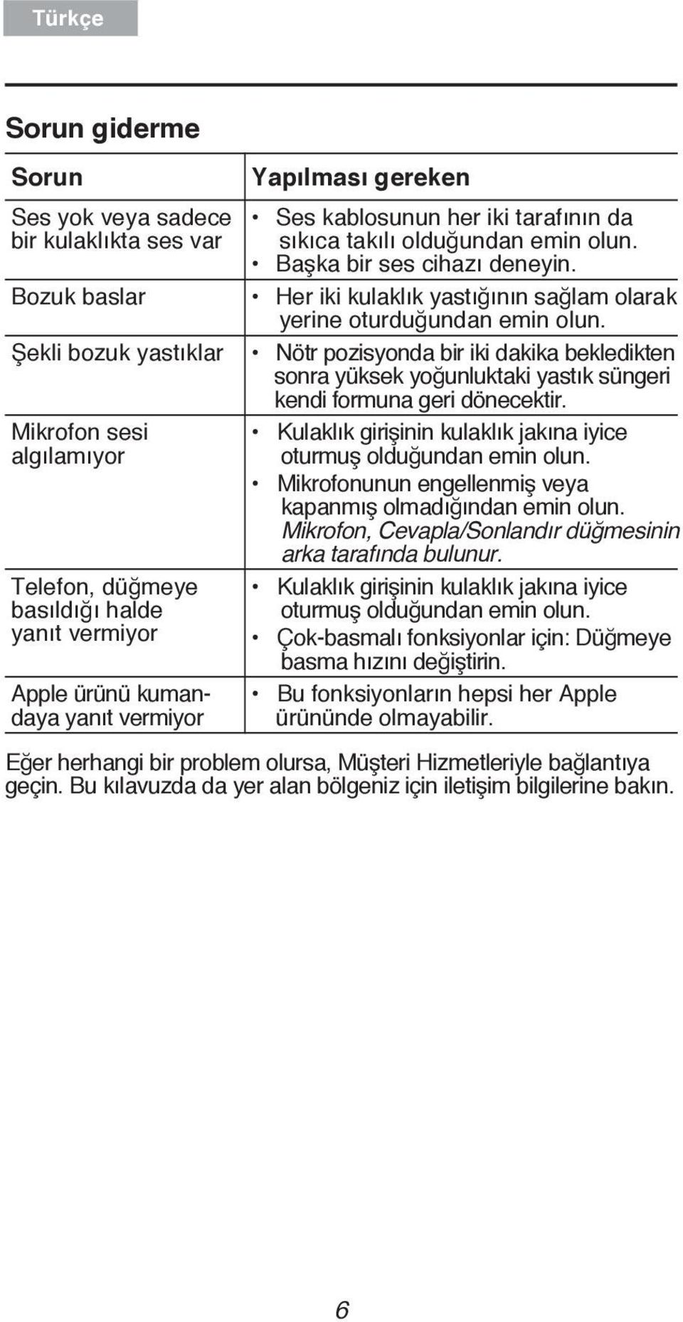 Her iki kulaklık yastığının sağlam olarak yerine oturduğundan emin olun. Nötr pozisyonda bir iki dakika bekledikten sonra yüksek yoğunluktaki yastık süngeri kendi formuna geri dönecektir.