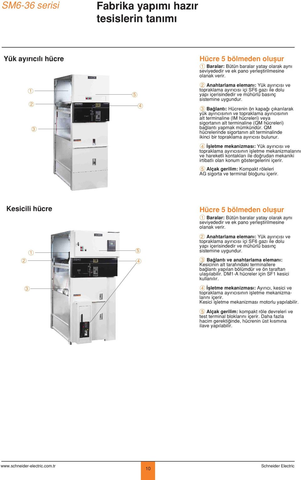 3 Ba lant : Hücrenin ön kapa ç kar larak yük ay r c s n n ve topraklama ay r c s n n alt terminaline (IM hücreleri) veya sigortan n alt terminaline (QM hücreleri) ba lant yapmak mümkündür.