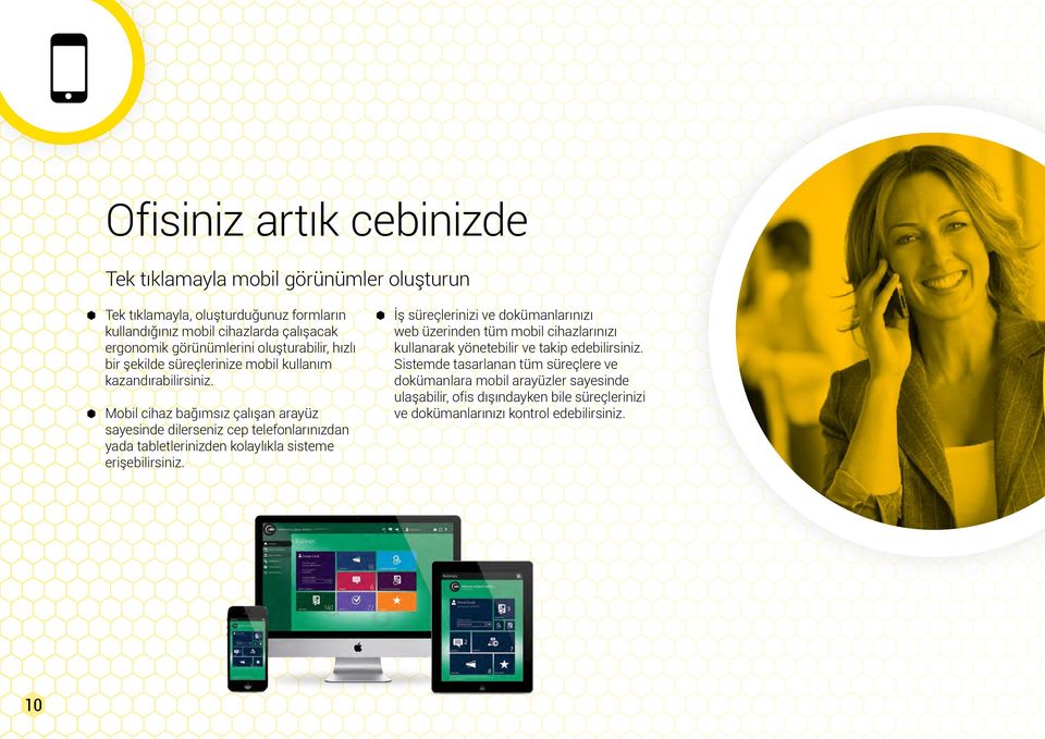 Mobil cihaz bağımsız çalışan arayüz sayesinde dilerseniz cep telefonlarınızdan yada tabletlerinizden kolaylıkla sisteme erişebilirsiniz.