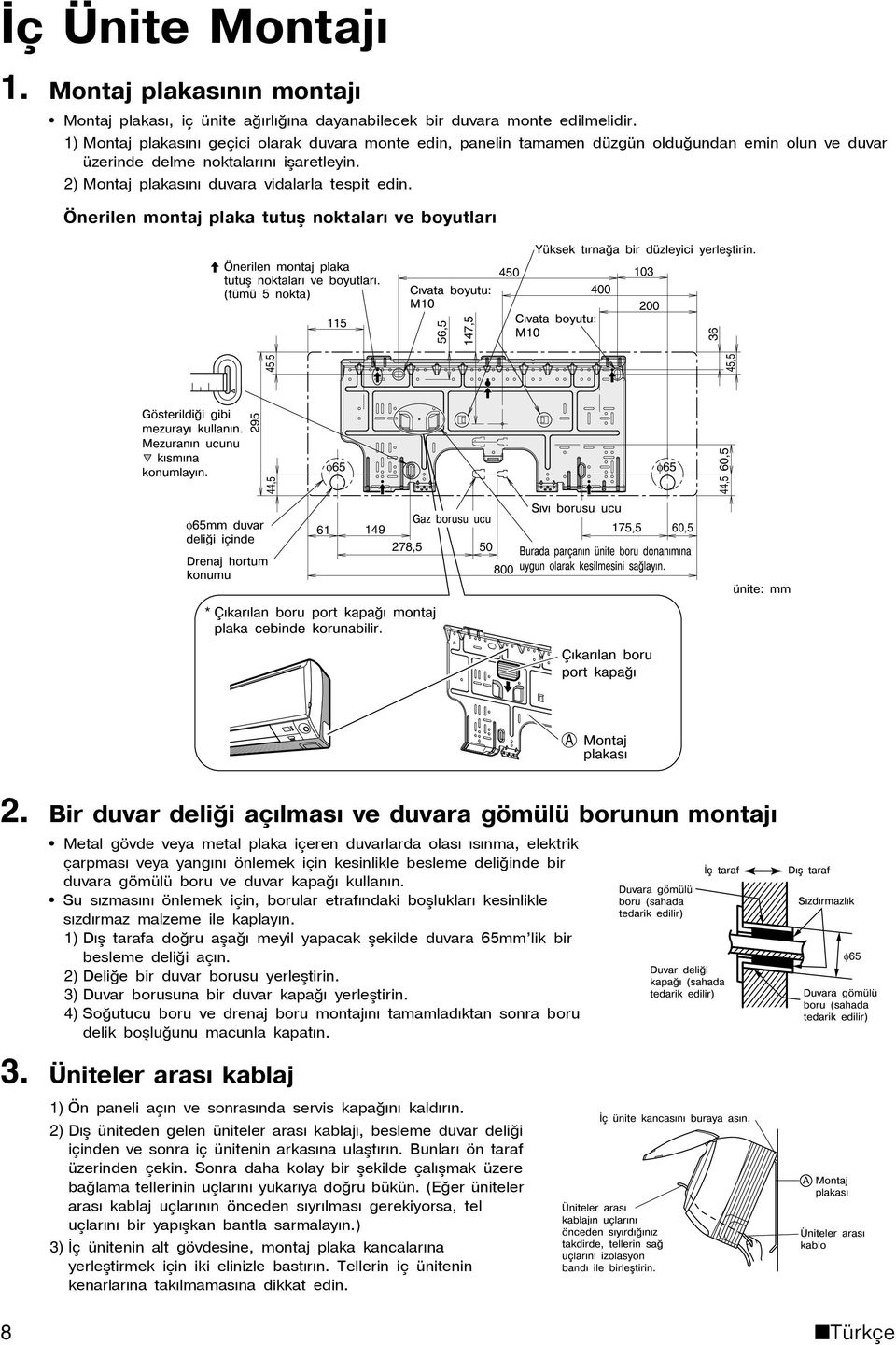 Önerilen montaj plaka tutuş noktalarý ve boyutlarý Önerilen montaj plaka tutuþ noktalarý ve boyutlarý. (tümü 5 nokta) 115 Yüksek týrnaða bir düzleyici yerleþtirin.