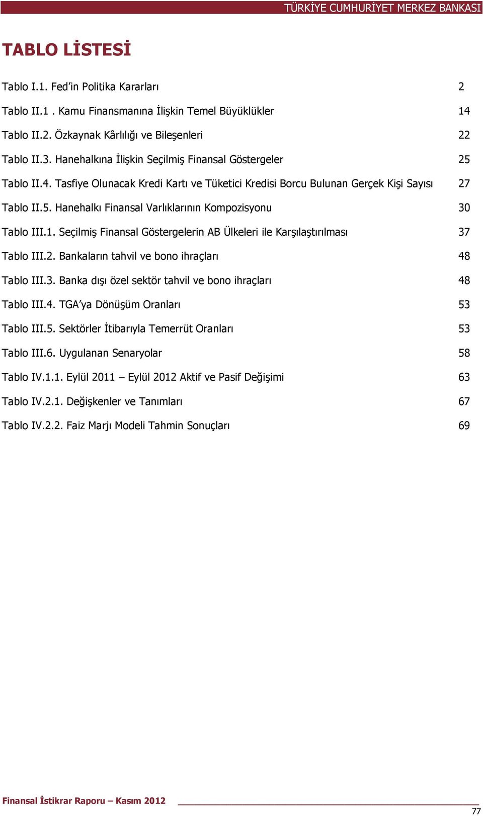 1. Seçilmiş Finansal Göstergelerin AB Ülkeleri ile Karşılaştırılması 37 Tablo III.2. Bankaların tahvil ve bono ihraçları 48 Tablo III.3. Banka dışı özel sektör tahvil ve bono ihraçları 48 Tablo III.4. TGA ya Dönüşüm Oranları 53 Tablo III.